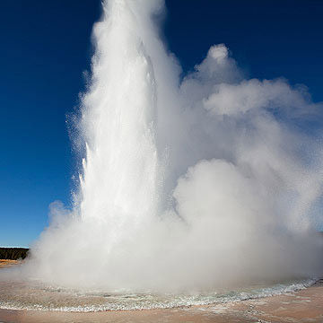 Eruption of Great Fountain Geyser in Yellowstone National Park